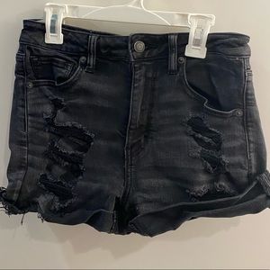 Black stretchy jean shorts